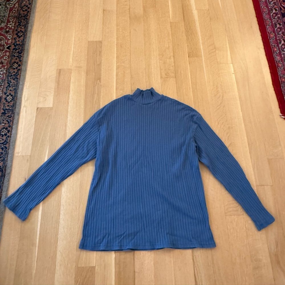 Mer Ma Maison Blue Ribbed Knit Top